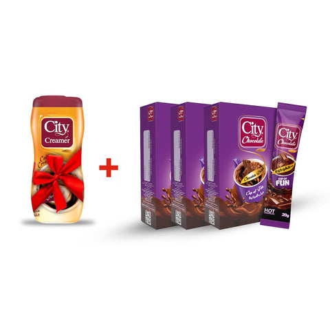 Offer: 3 City Cafe Hot Chocolate 10 sachets + Free City Creamer 170g