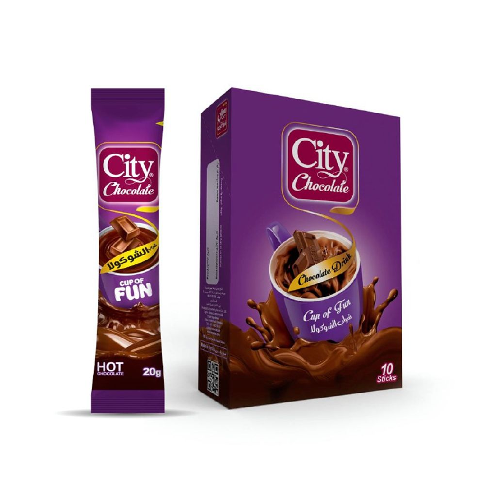 Hot Chocolate - City Café - 10 Sachets - Enough For 10 Cups - Sachet Weight 20g